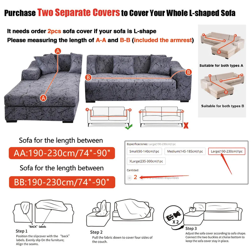 Capas de sofá elástico para sala de estar poltrona geométrica loveseat sofá capa canto em forma de l precisa pedir 2 peças cobrir